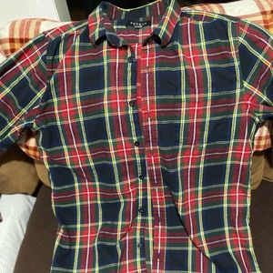 Multi color flannel button down shirt